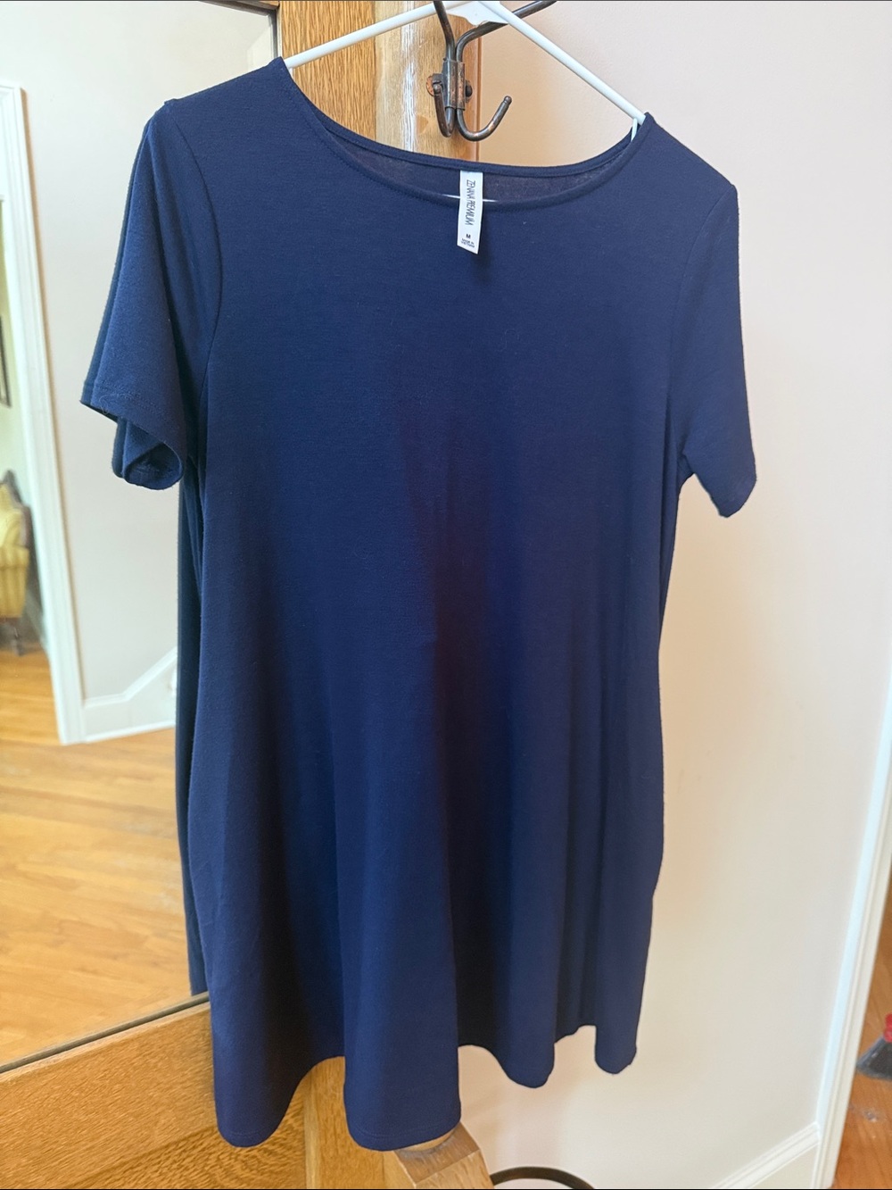 Zenana premium Short-Sleeve Swing Tunic in Navy